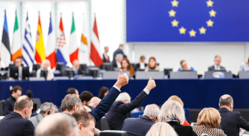 Abstimmung im Plenarsaal des Europäischen Parlamentes in Strassburg